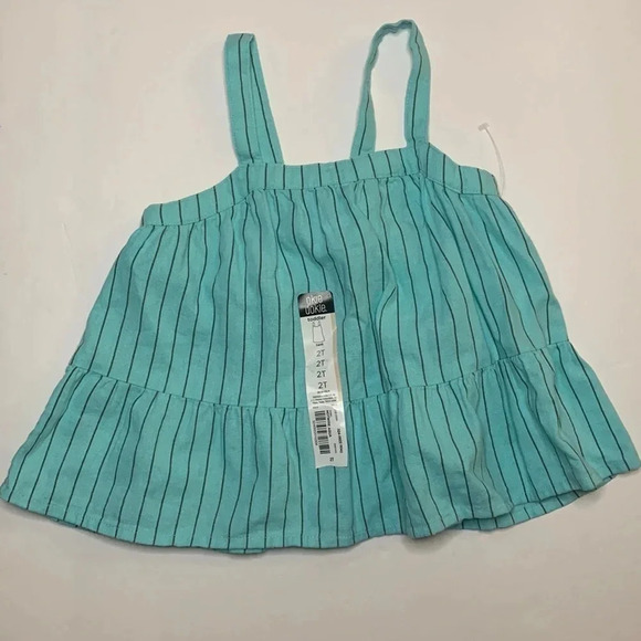 Okie Dokie Toddler Girls Linen Tank Top 2T Aqua - Picture 1 of 6